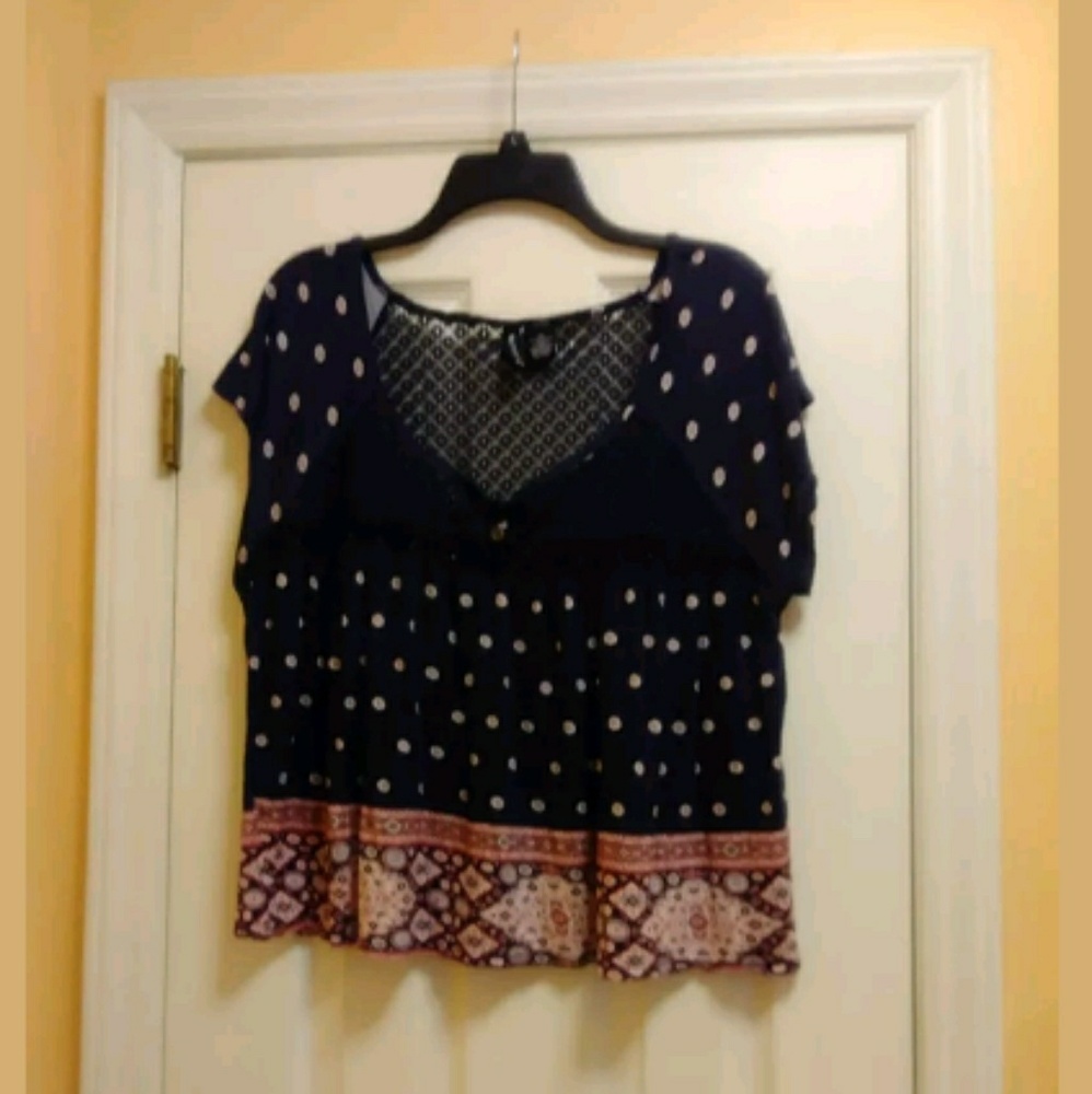 No Comment Plus Women's Crop Top Size 2X Blue